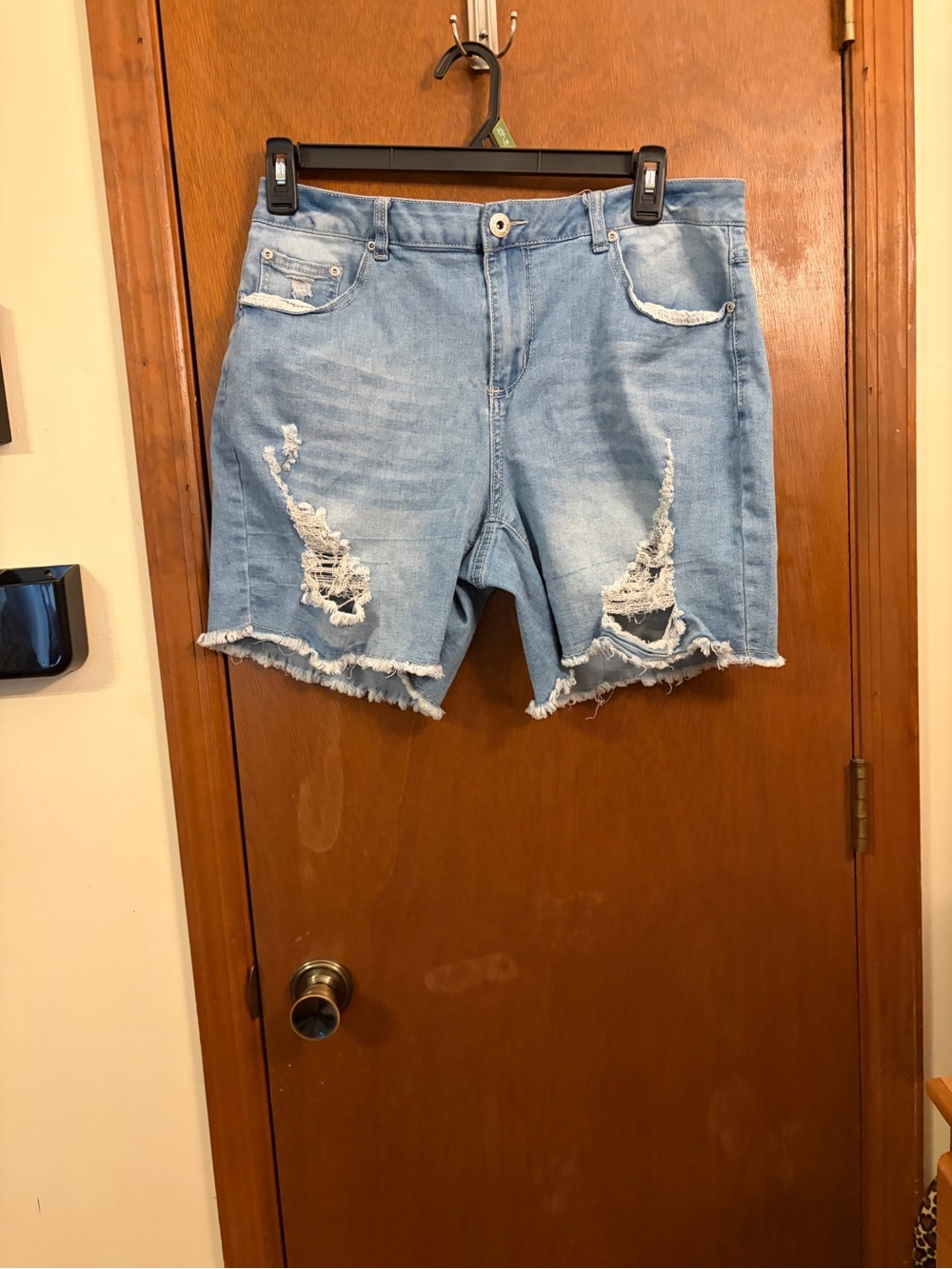 Ashley Stewart Light Wash Distressed Denim Shorts
